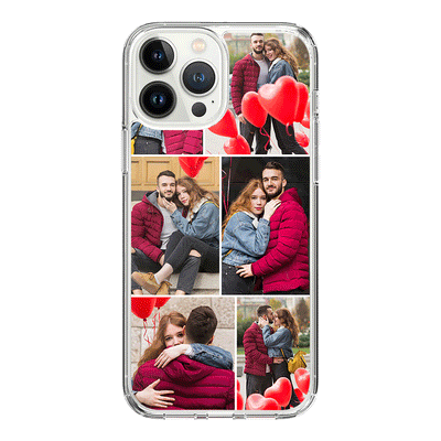 Apple iPhone 14 Pro Max / Clear Classic Personalised Valentine Photo Collage Grid, Phone Case - Stylizedd.com