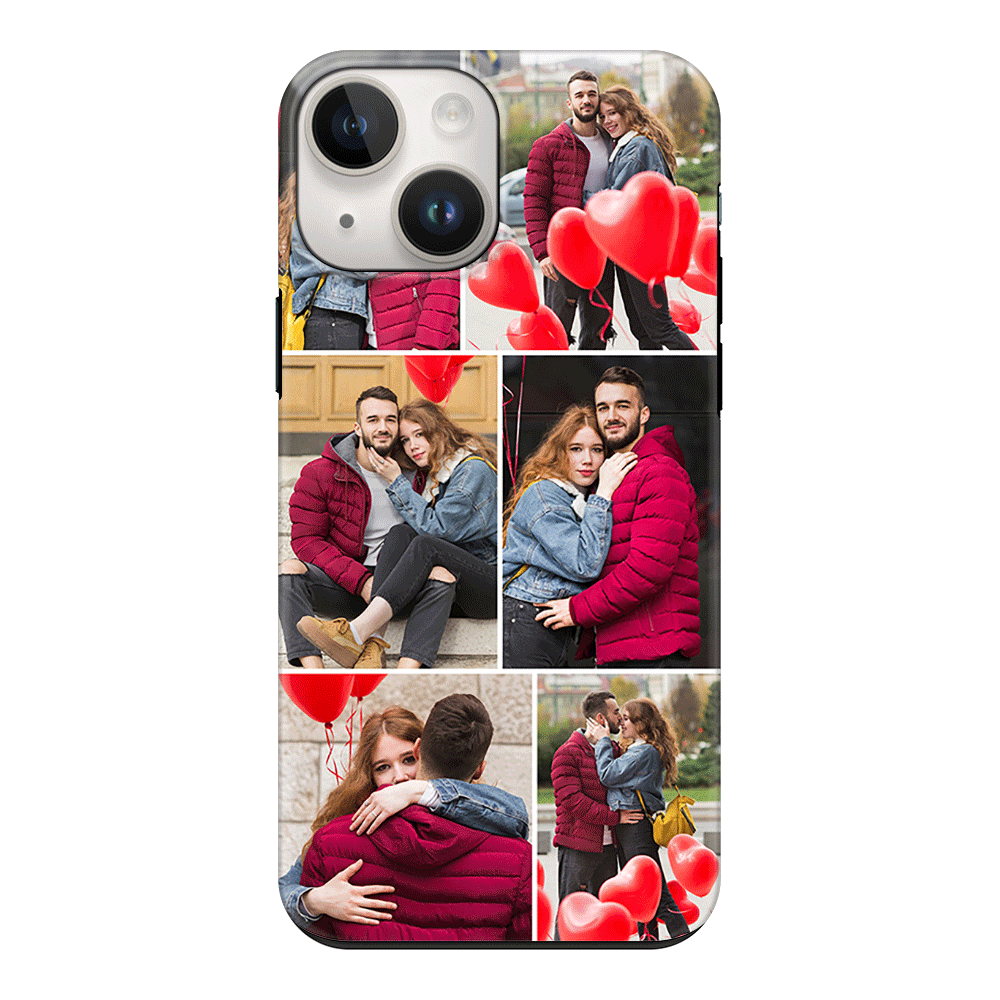Apple iPhone 15 / Tough Pro Personalised Valentine Photo Collage Grid, Phone Case - Stylizedd.com