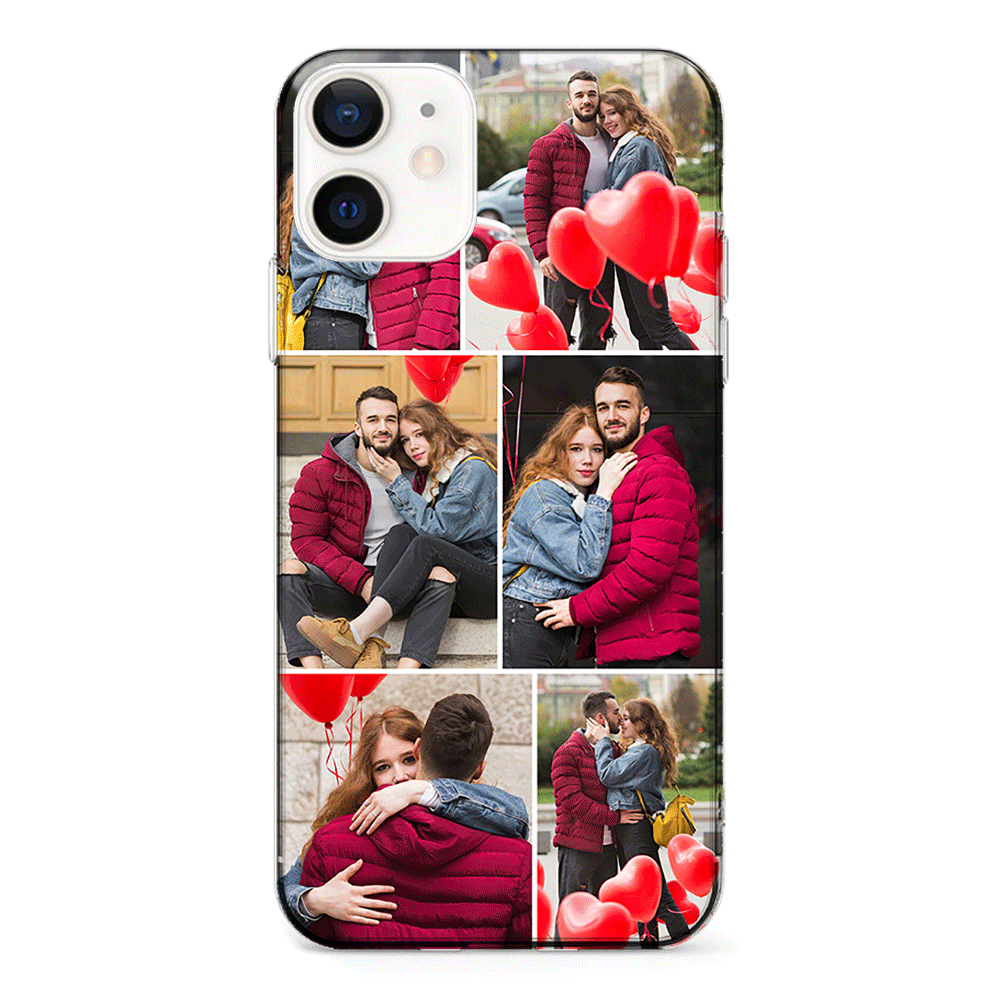 Apple iPhone 11 / Clear Classic Personalised Valentine Photo Collage Grid, Phone Case - Stylizedd.com
