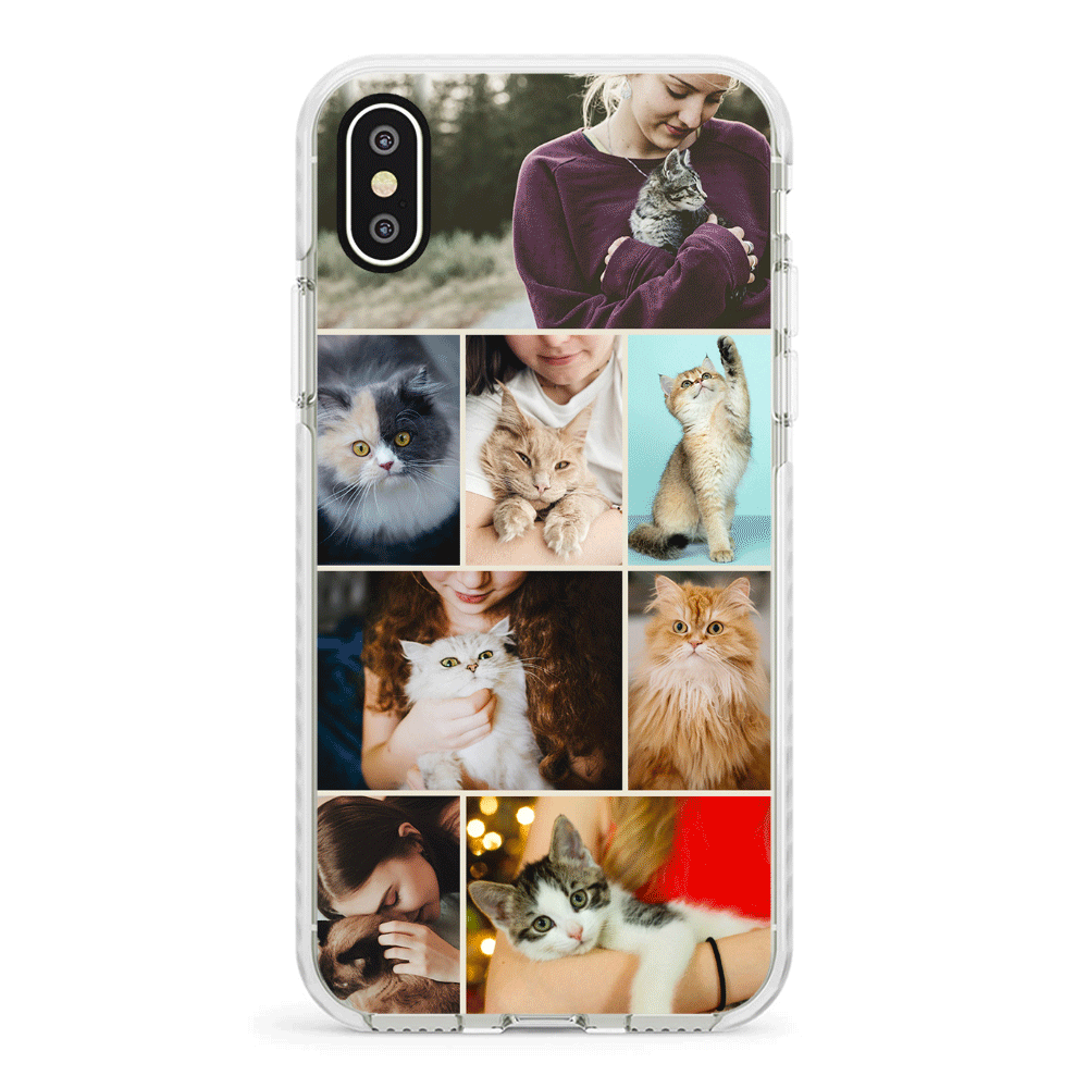 Apple iPhone X / iPhone XS / Impact Pro White Phone Case Personalised Photo Collage Grid Pet Cat, Phone Case - Stylizedd