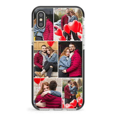 Apple iPhone XS MAX / Impact Pro Black Personalised Valentine Photo Collage Grid, Phone Case - Stylizedd.com