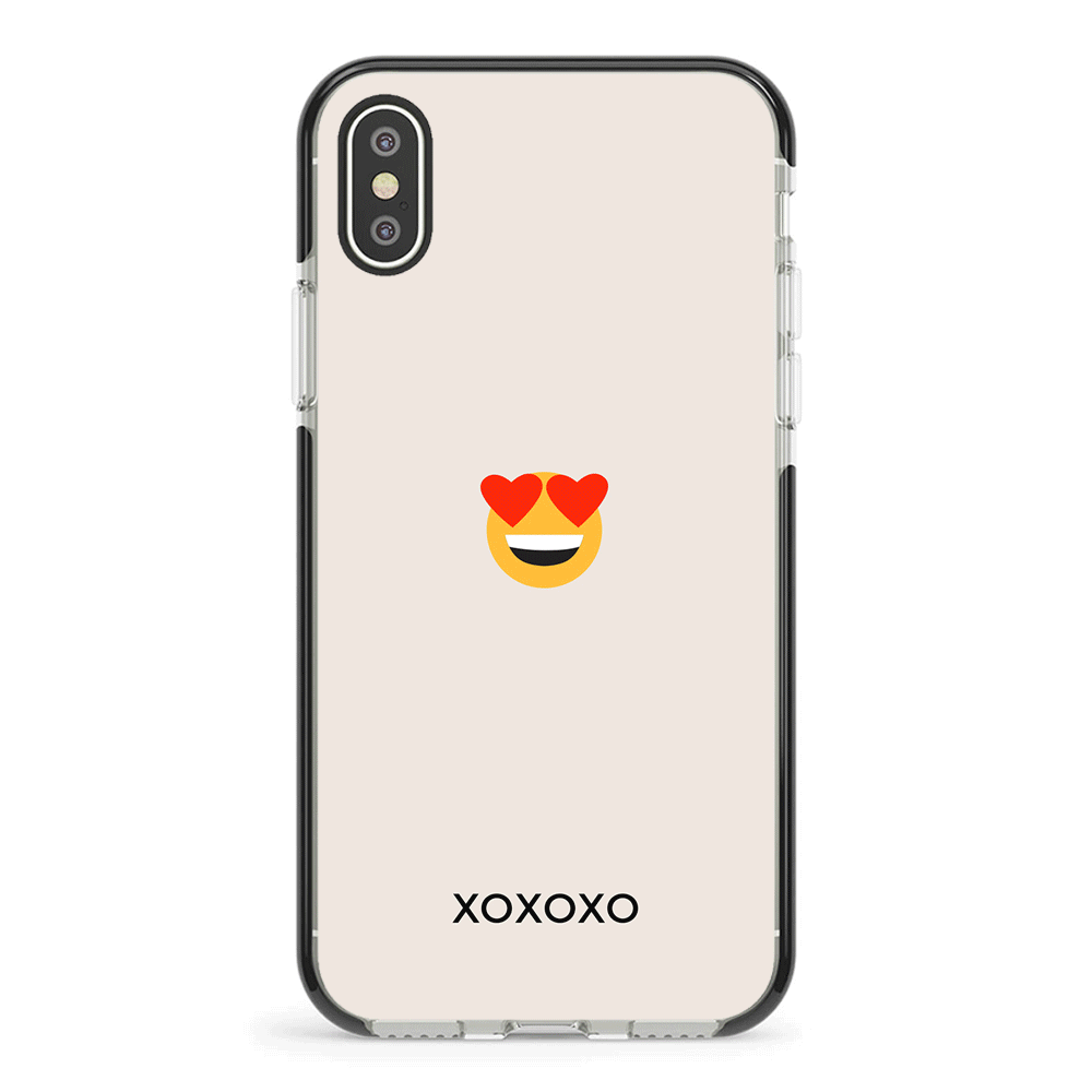 Apple iPhone XR / Impact Pro Black Phone Case Custom Text Emojis Emoticons, Phone Case - Stylizedd