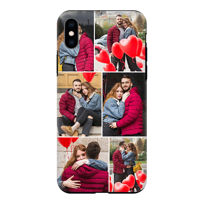 Apple iPhone X / iPhone XS / Tough Pro Personalised Valentine Photo Collage Grid, Phone Case - Stylizedd.com