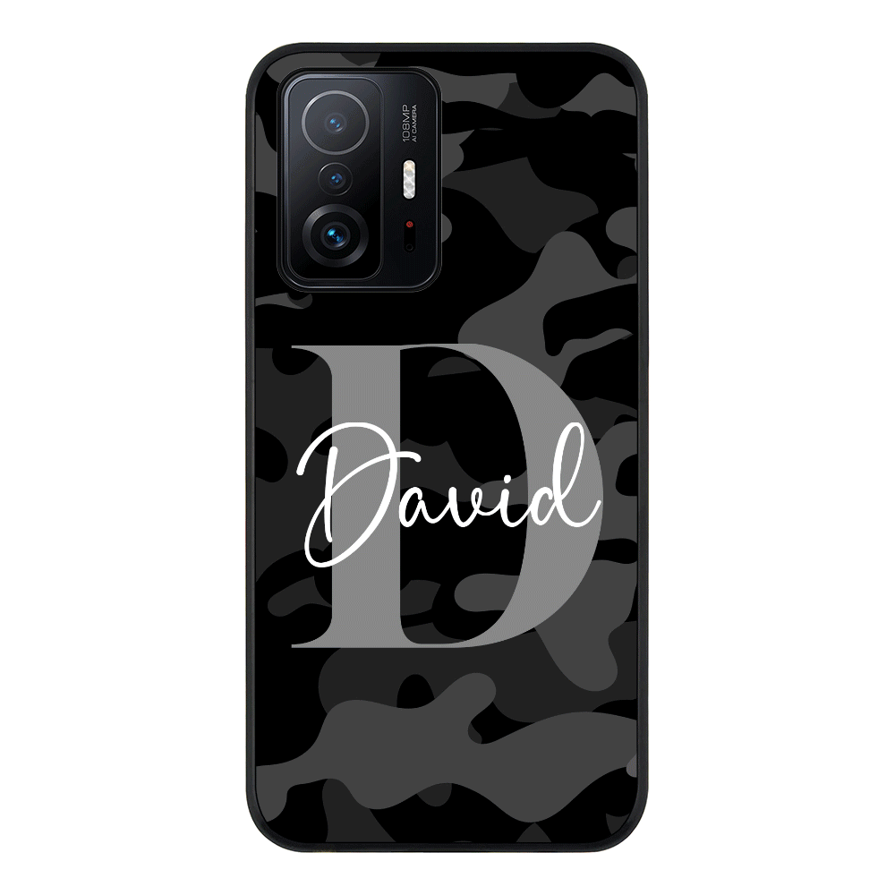 Xiaomi 11T Pro 5G / Rugged Black Phone Case Personalized Name Camouflage Military Camo Phone Case - Xiaomi - Stylizedd