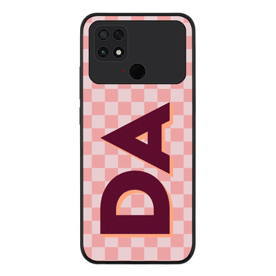 Custom Monogram Initial Small Checkerboard Phone Case - Poco - C40 / Rugged Black - Stylizedd