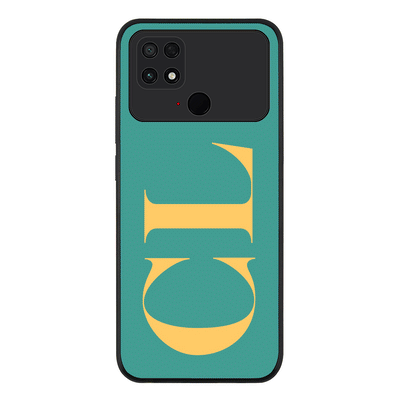 Personalized Monogram Large Initial 3D Shadow Text Phone Case - Poco - C40 / Rugged Black -