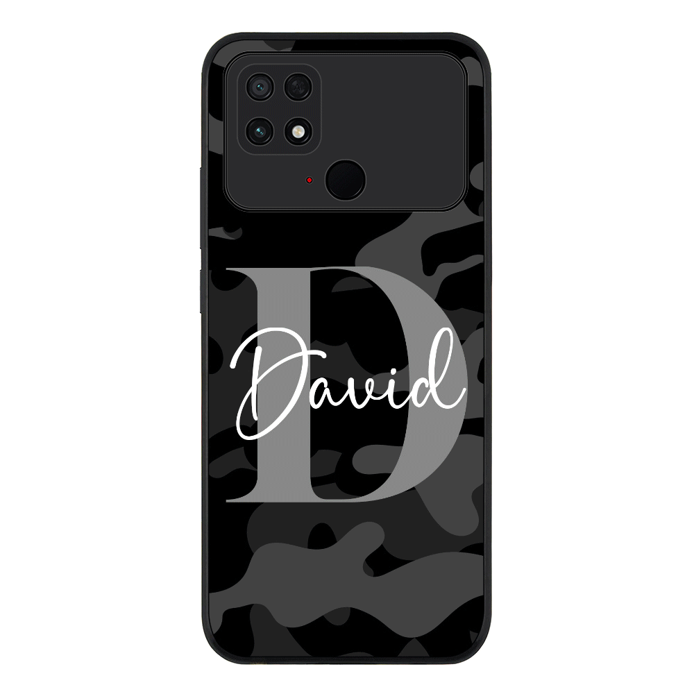 Personalized Name Camouflage Military Camo Phone Case - Poco - C40 / Rugged Black - Stylizedd