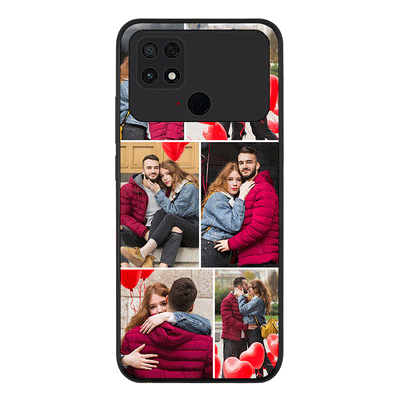 Poco C40 / Rugged Black Phone Case Personalised Valentine Photo Collage Grid, Phone Case - Poco - Stylizedd