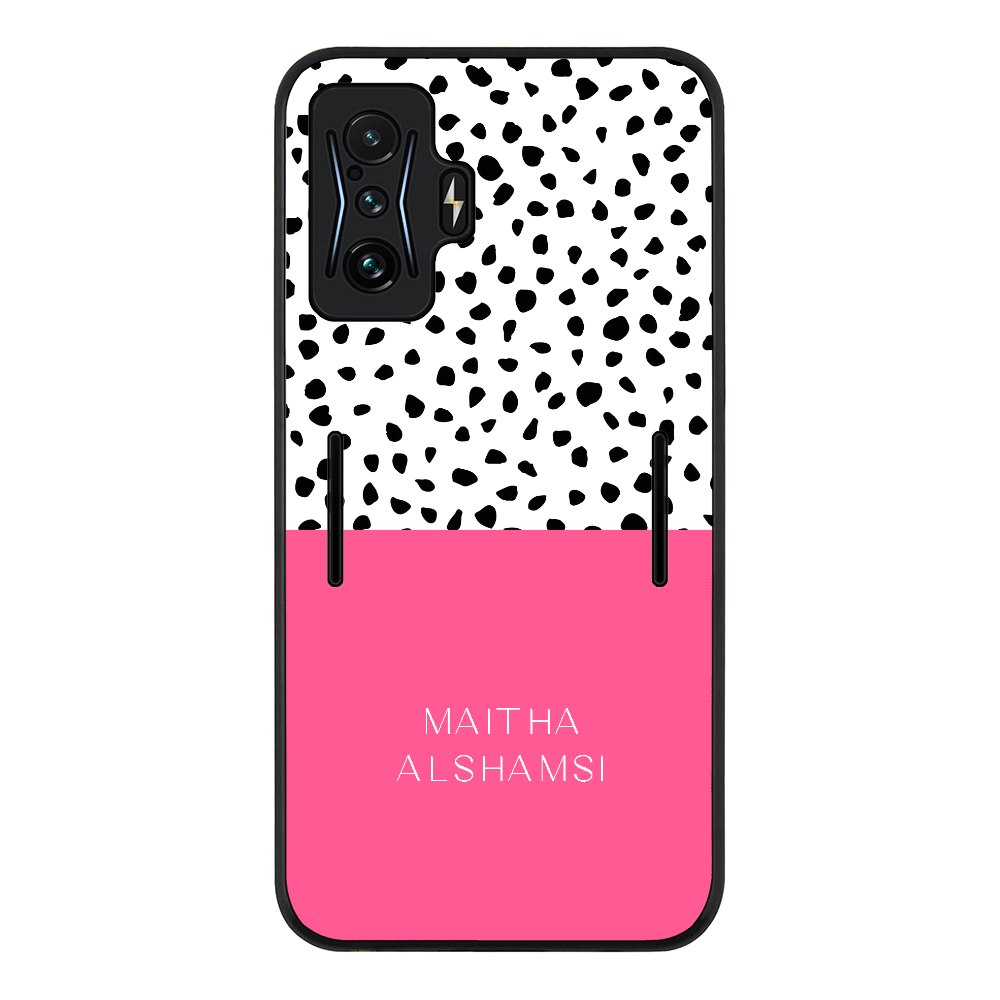 Personalized Text Colorful Spotted Dotted Phone Case - Redmi - K50 Gaming / Rugged Black - Stylizedd