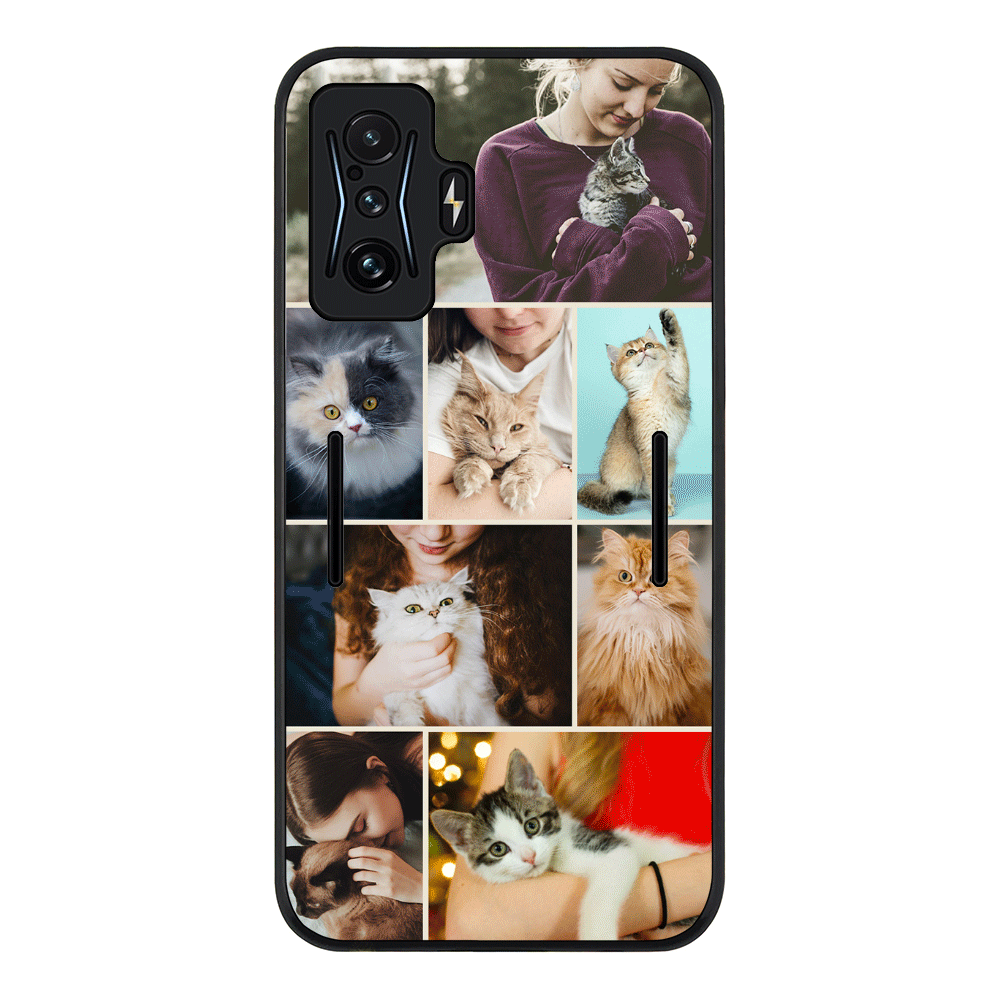 Poco F4 GT 5G / Rugged Black Personalised Photo Collage Grid Pet Cat, Phone Case - Honor - Stylizedd.com
