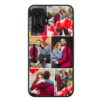 Poco F4 GT 5G / Rugged Black Phone Case Personalised Valentine Photo Collage Grid, Phone Case - Poco - Stylizedd