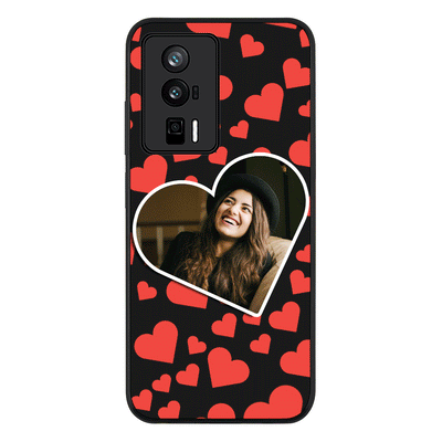 Custom Photo Heart shaped Phone Case - Poco - F5 Pro 5G / Rugged Black - Stylizedd