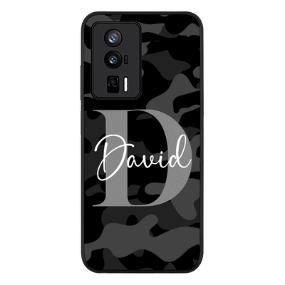 Personalized Name Camouflage Military Camo Phone Case - Poco - F5 Pro 5G / Rugged Black - Stylizedd