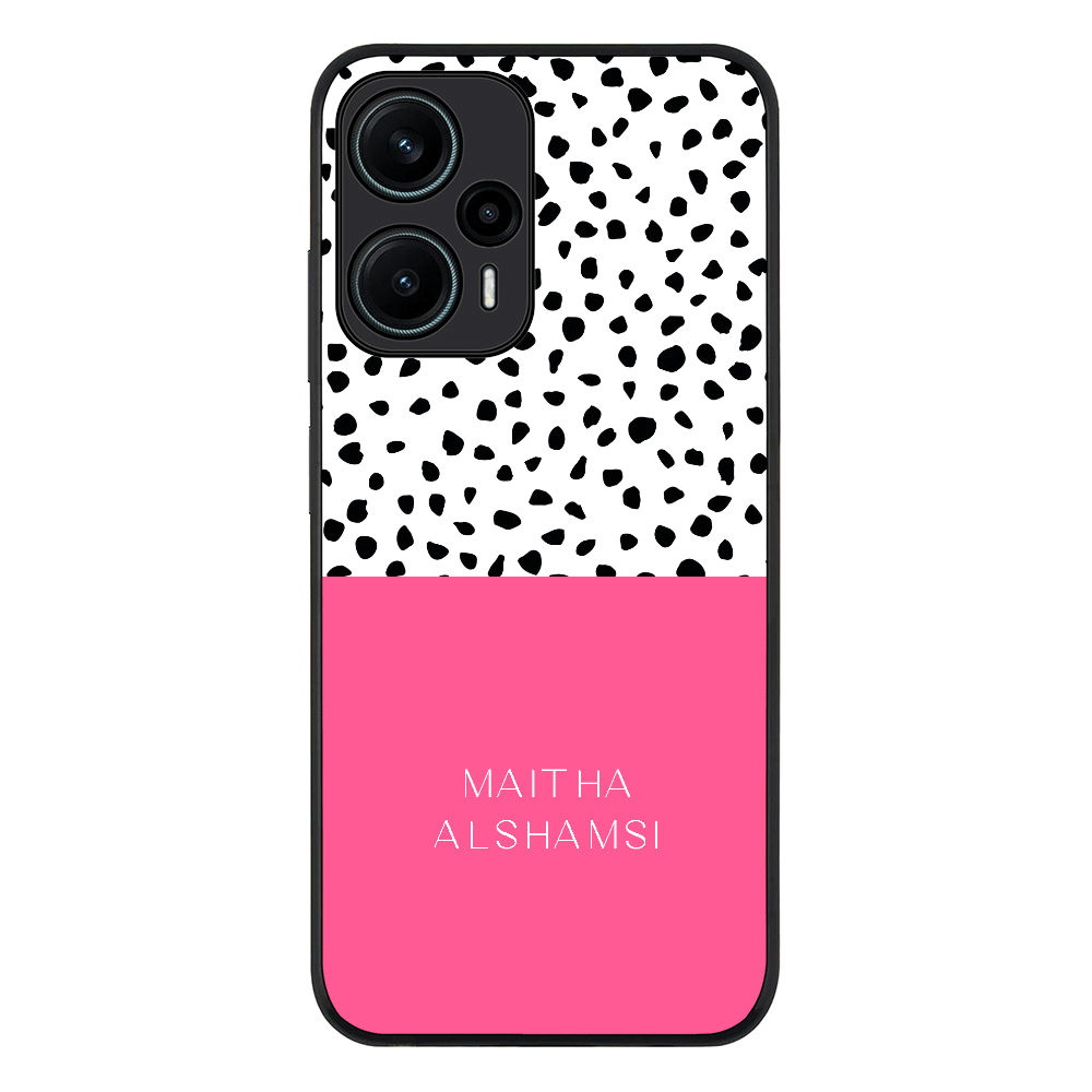 Personalized Text Colorful Spotted Dotted Phone Case - Poco - F5 5G / Rugged Black - Stylizedd