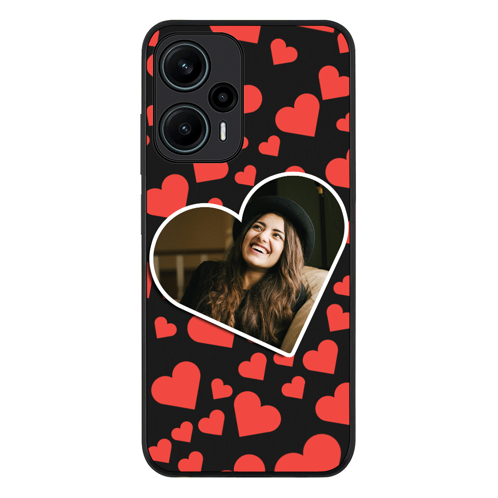 Custom Photo Heart shaped Phone Case - Redmi - Note 12 Turbo 5G / Rugged Black - Stylizedd