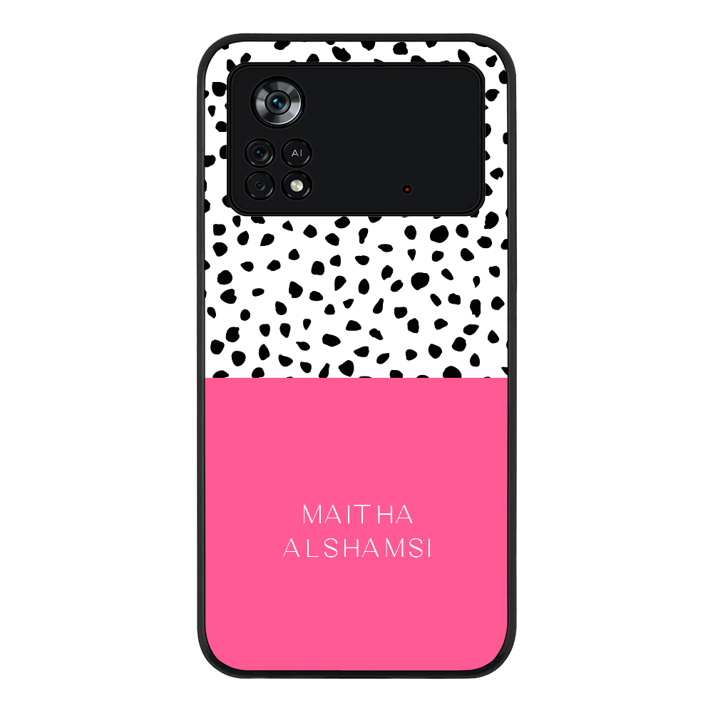 Poco M4 Pro 4G / Rugged Black Personalized Text Colorful Spotted Dotted, Phone Case, Stylizedd.com in Dubai Sharjah UAE UK  