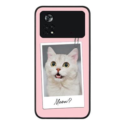 Poco M4 Pro 4G / Rugged Black Polaroid Photo Pet Cat, Phone Case - Poco - Stylizedd.com