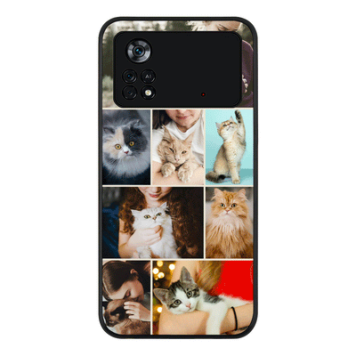 Poco M4 Pro 4G / Rugged Black Personalised Photo Collage Grid Pet Cat, Phone Case - Honor - Stylizedd.com