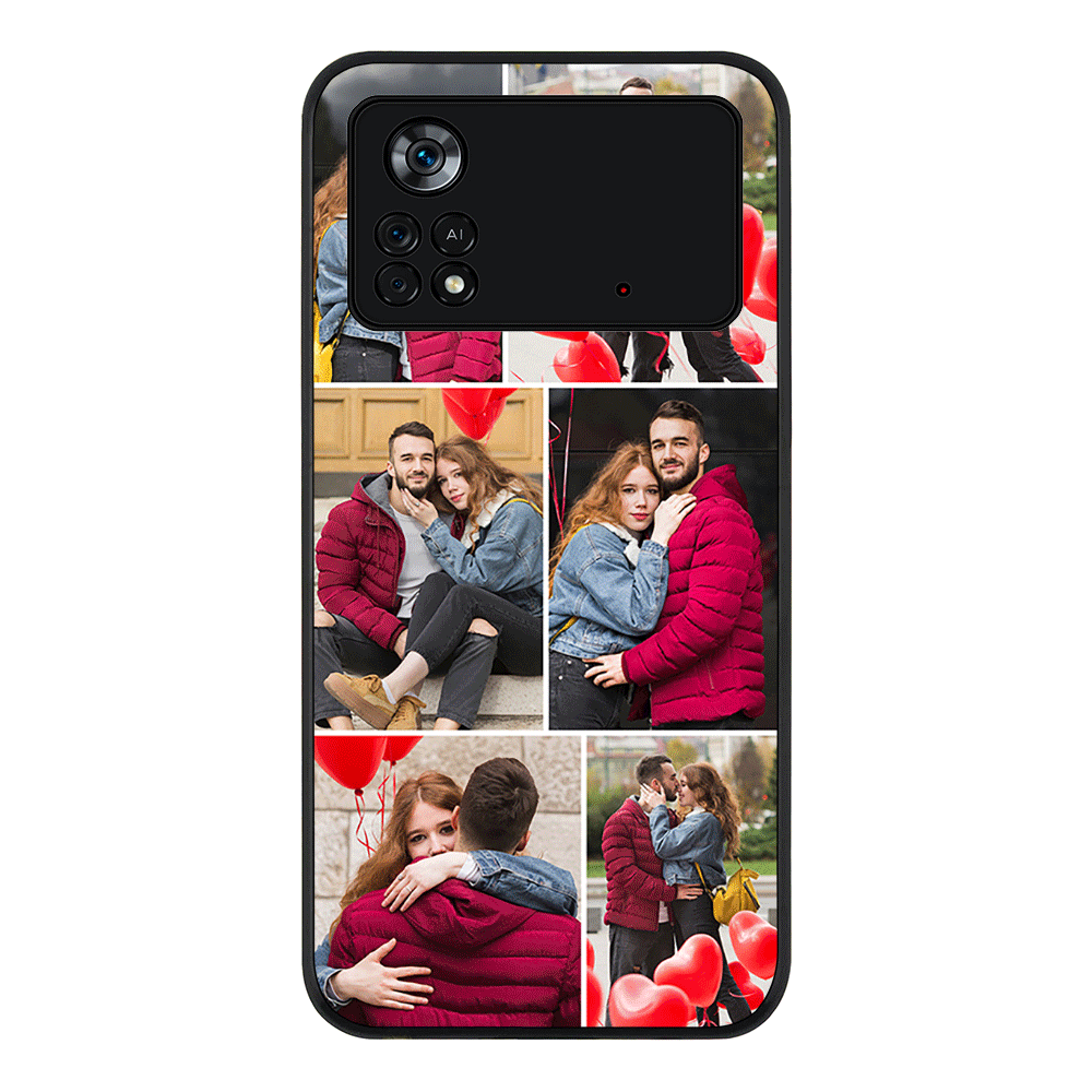 Poco M4 Pro 4G / Rugged Black Phone Case Personalised Valentine Photo Collage Grid, Phone Case - Poco - Stylizedd