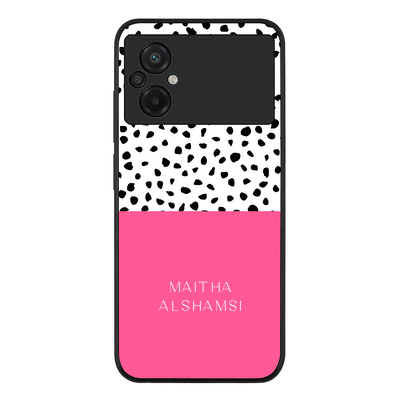 Personalized Text Colorful Spotted Dotted Phone Case - Poco - M5 / Rugged Black - Stylizedd
