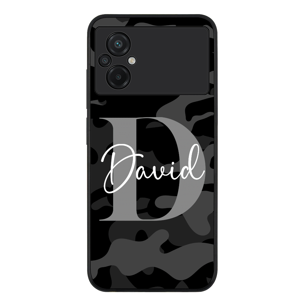 Personalized Name Camouflage Military Camo Phone Case - Poco - M5 / Rugged Black - Stylizedd
