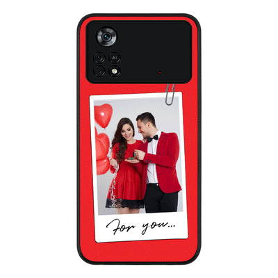 Poco X4 Pro / Rugged Black Personalized Polaroid Photo Valentine, Phone Case - Poco - Stylizedd.com