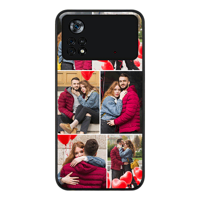 Poco X4 Pro / Rugged Black Phone Case Personalised Valentine Photo Collage Grid, Phone Case - Poco - Stylizedd