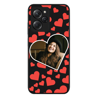 Custom Photo Heart shaped Phone Case - Poco - X5 Pro 5G / Rugged Black - Stylizedd