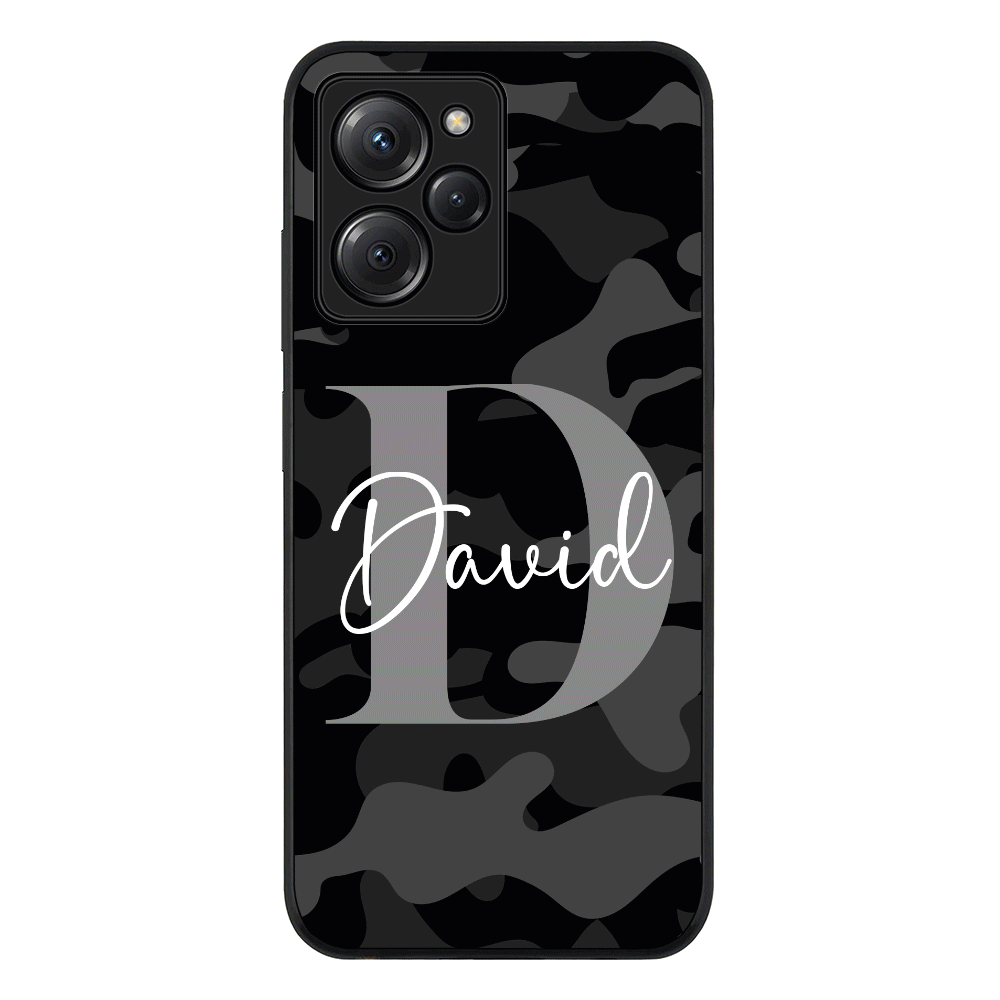 Personalized Name Camouflage Military Camo Phone Case - Poco - X5 Pro 5G / Rugged Black - Stylizedd