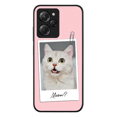 Poco X5 Pro 5G / Rugged Black Polaroid Photo Pet Cat, Phone Case - Poco - Stylizedd.com