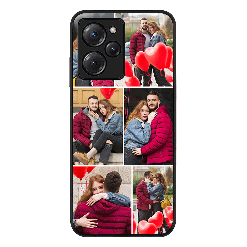 Poco X5 Pro 5G / Rugged Black Phone Case Personalised Valentine Photo Collage Grid, Phone Case - Poco - Stylizedd