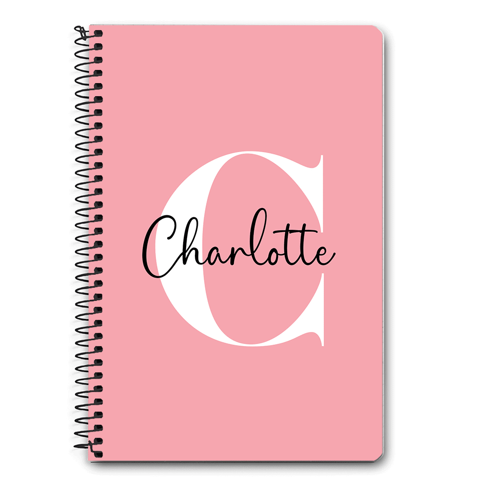 Custom Monogram Large Initial Name & Letter Notebook - A5 Spiral