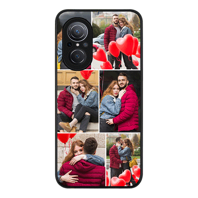 Huawei Nova 9 SE / Rugged Black Personalised Valentine Photo Collage Grid, Phone Case - Huawei - Stylizedd.com