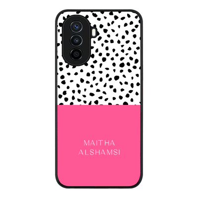 Huawei Nova Y70 / Rugged Black Personalized Text Colorful Spotted Dotted, Phone Case - Huawei - Stylizedd.com