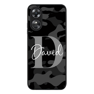 Oppo A17 Rugged Black Personalized Name Camouflage Military Camo Phone Case - Oppo - Stylizedd.com