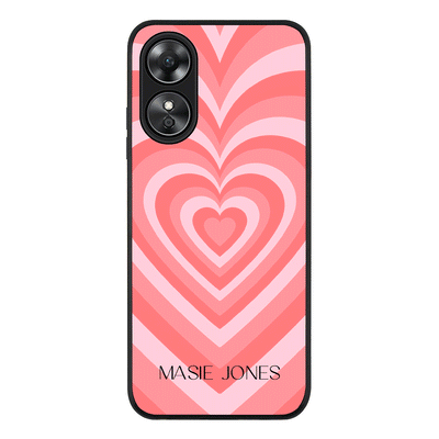 Oppo A17 / Rugged Black Phone Case Personalized Name Retro Hearts, Phone Case - Oppo - Stylizedd