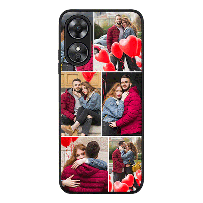 Oppo A17 / Rugged Black Phone Case Personalised Valentine Photo Collage Grid, Phone Case - Oppo - Stylizedd