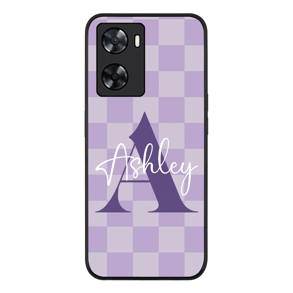 Oppo A57 4G / Oppo A77 4G / Oppo A77s Rugged Black Personalized Name Initial Monogram Checkerboard, Phone Case - Oppo - Stylizedd.com