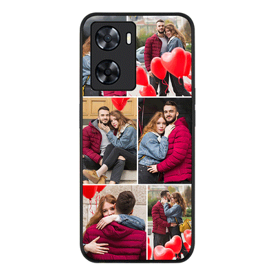 Oppo A57 4G / Oppo A77 4G / Oppo A77s / Rugged Black Phone Case Personalised Valentine Photo Collage Grid, Phone Case - Oppo - Stylizedd