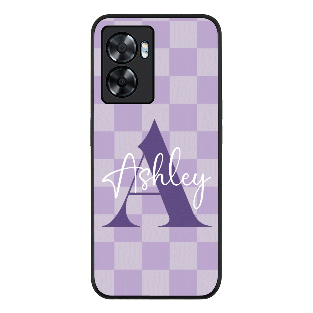 Oppo A57 5G Rugged Black Personalized Name Initial Monogram Checkerboard, Phone Case - Oppo - Stylizedd.com