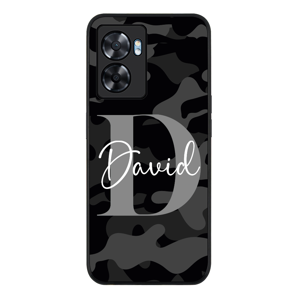 Oppo A57 5G Rugged Black Personalized Name Camouflage Military Camo Phone Case - Oppo - Stylizedd.com