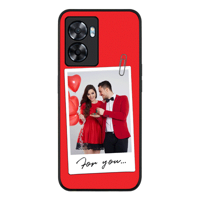 Oppo A57 5G / Rugged Black Personalized Polaroid Photo Valentine, Phone Case - Oppo - Stylizedd.com