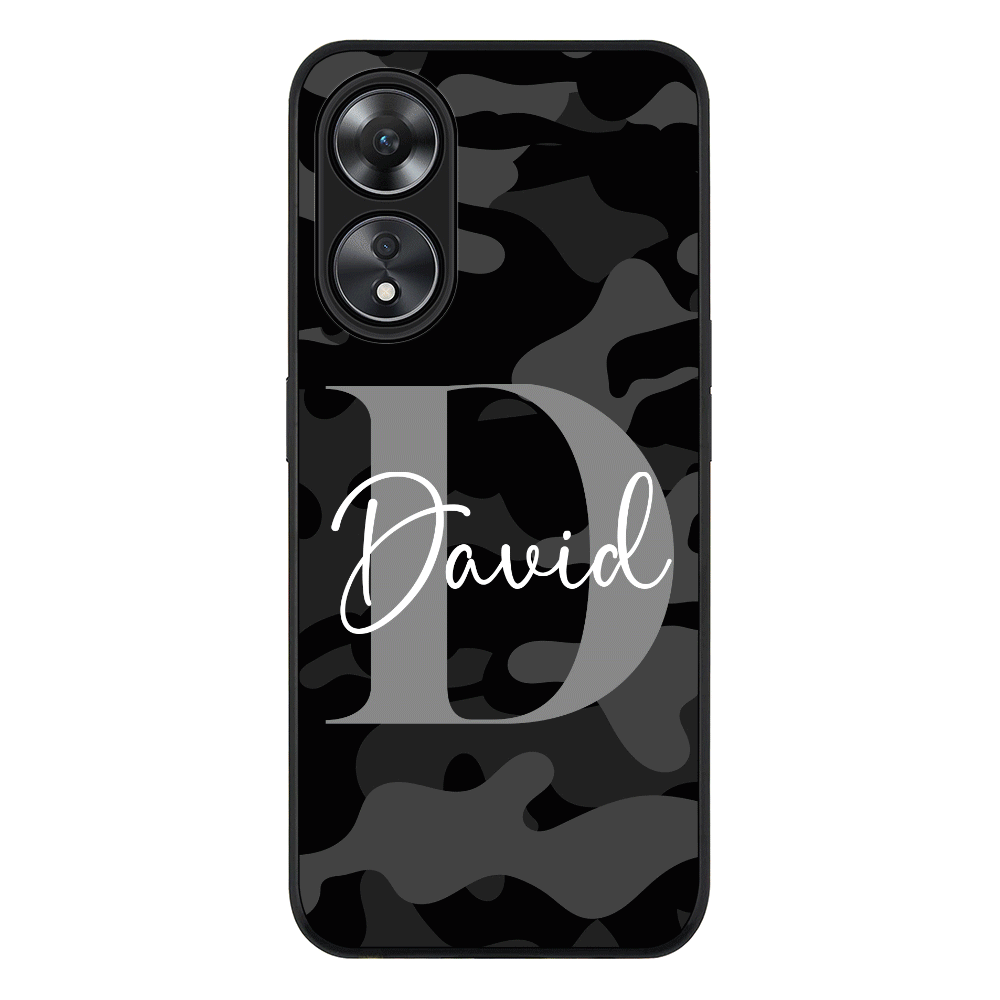 Personalized Name Camouflage Military Camo Phone Case - Oppo - A78 5G / A58 / Rugged Black -