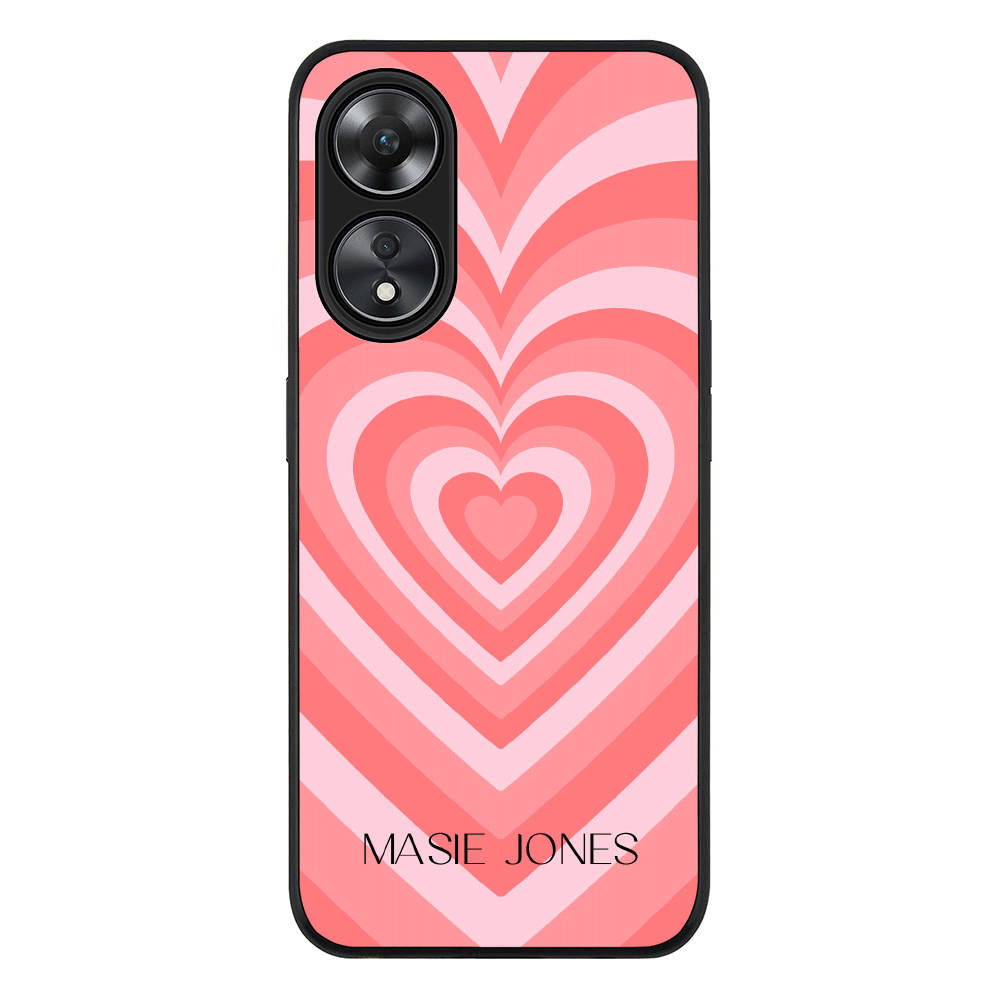 Oppo A78 5G / Oppo A58 5G / Rugged Black Phone Case Personalized Name Retro Hearts, Phone Case - Oppo - Stylizedd