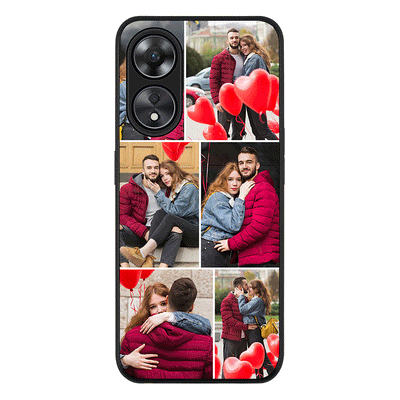 Oppo A78 5G / Oppo A58 5G / Rugged Black Phone Case Personalised Valentine Photo Collage Grid, Phone Case - Oppo - Stylizedd