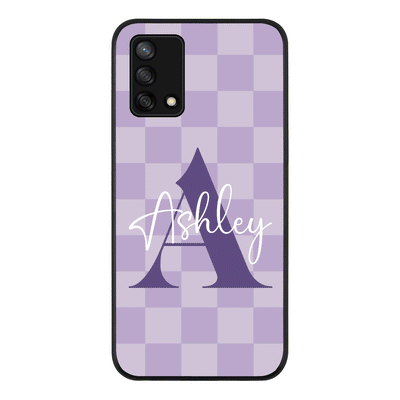 Oppo A95 4G / Oppo F19 Rugged Black Personalized Name Initial Monogram Checkerboard, Phone Case - Oppo - Stylizedd.com