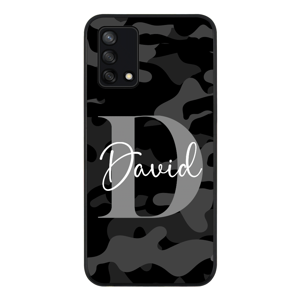 Oppo A95 4G / Oppo F19 Rugged Black Personalized Name Camouflage Military Camo Phone Case - Oppo - Stylizedd.com