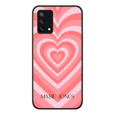 Oppo A95 4G / Oppo F19 / Rugged Black Phone Case Personalized Name Retro Hearts, Phone Case - Oppo - Stylizedd