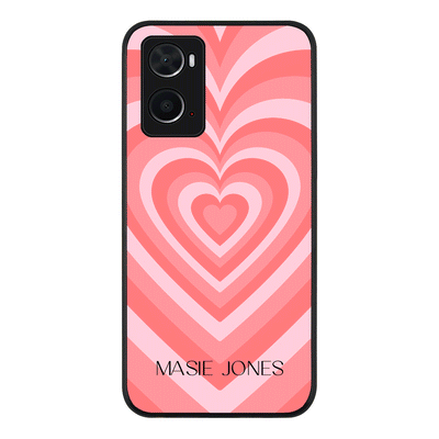 Oppo A96 4G / A36 / A76 / Rugged Black Phone Case Personalized Name Retro Hearts, Phone Case - Oppo - Stylizedd