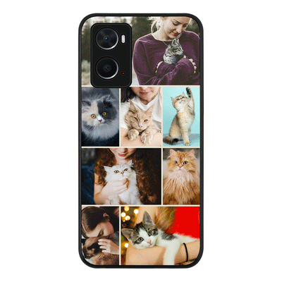 Oppo A96 4G / A36 / A76 / Rugged Black Personalised Photo Collage Grid Pet Cat, Phone Case - Oppo - Stylizedd.com